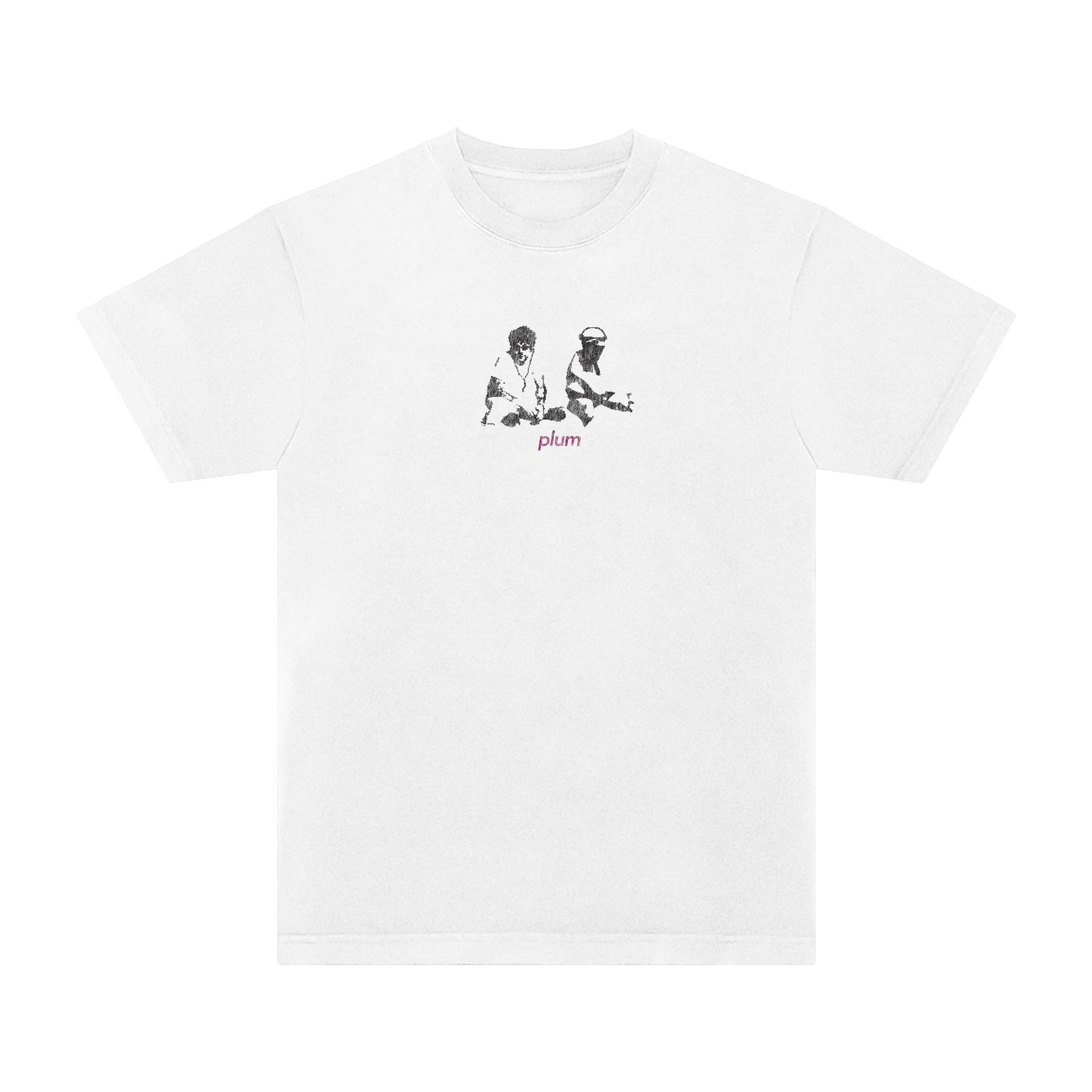 plum photo white tee